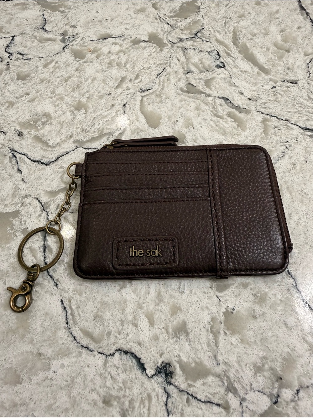 The Sak Iris Card Holder in Brown Pebbled Leather